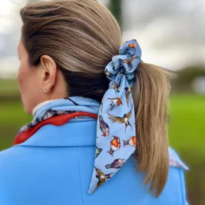 Watching Over Me Mykonos Blue Medium Tail Silk Scrunchie