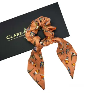 Watching Over Me Sienna Orange Medium Tail Silk Scrunchie