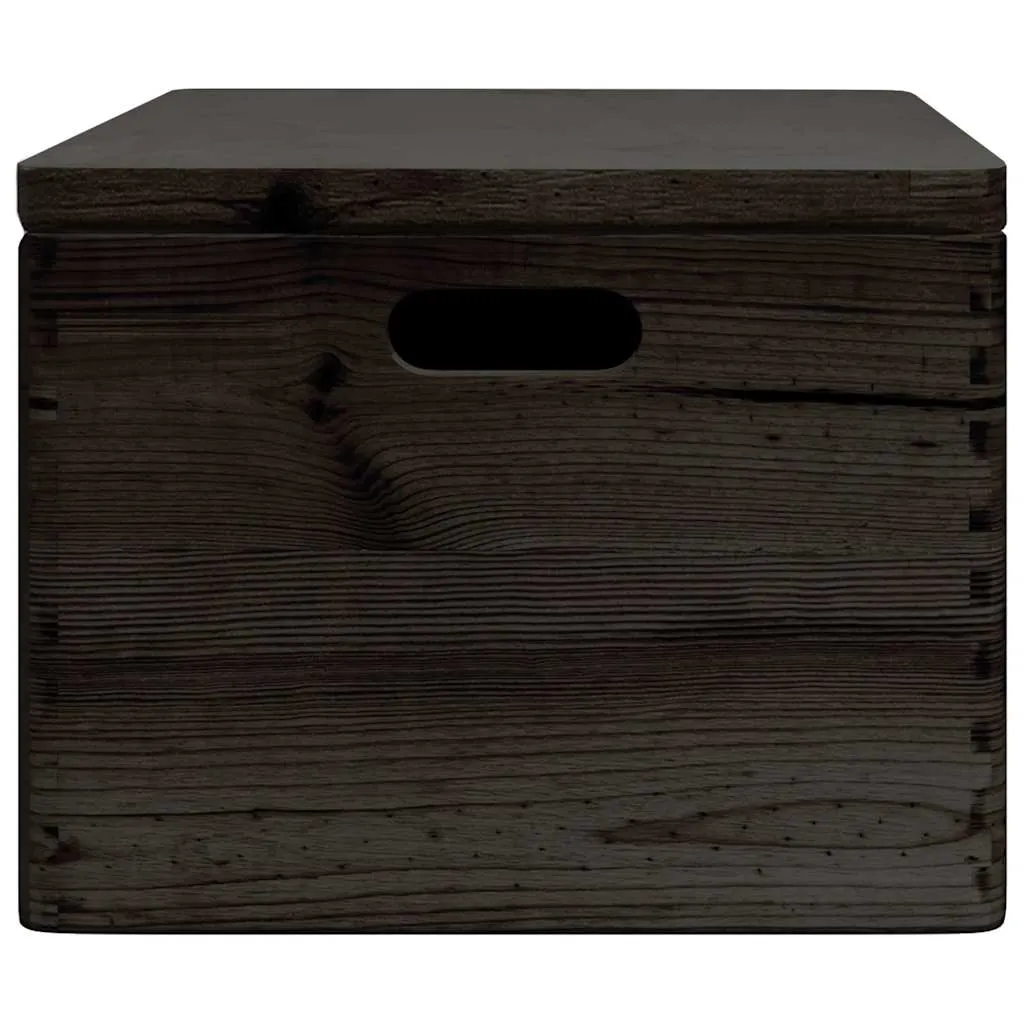 Wooden Box with Lid and Handles Black 40x30x23cm Solid Wood Pine