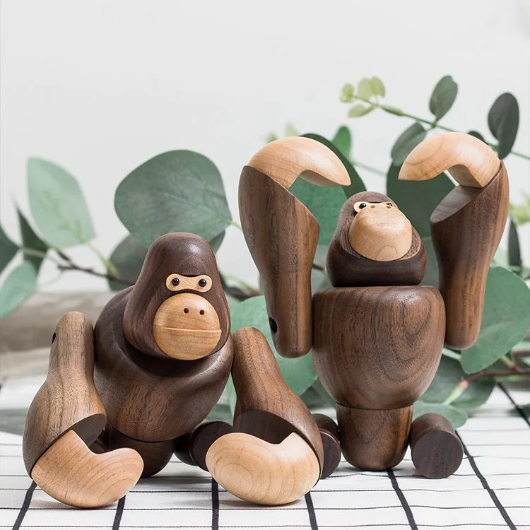 Wooden Gorilla Figurine