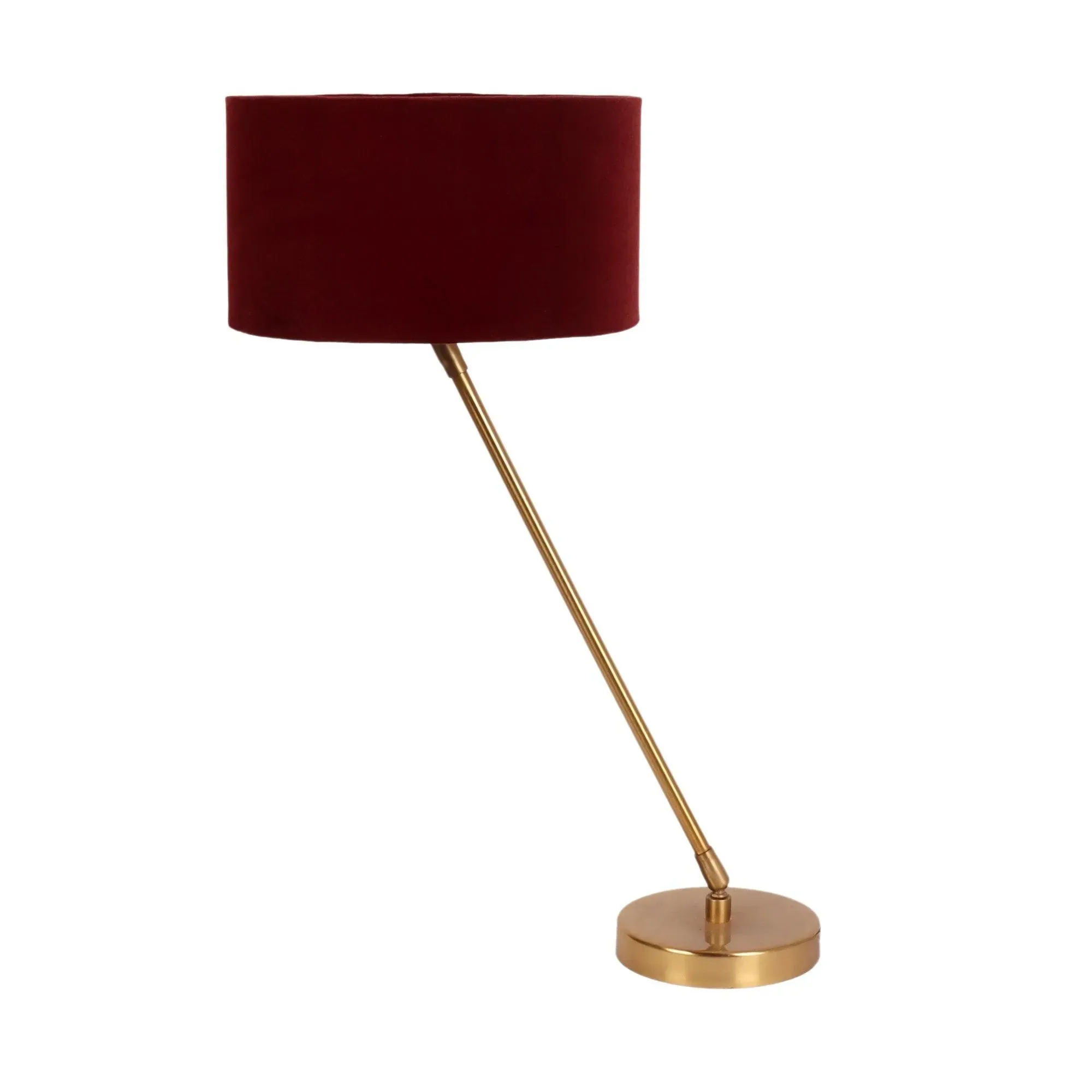 Wooden Twist Large Gold MJ Iron Brass Floor Lamp with Red Velvet Shade Modern Decorative Lamp for Living Room, Bedroom, Office