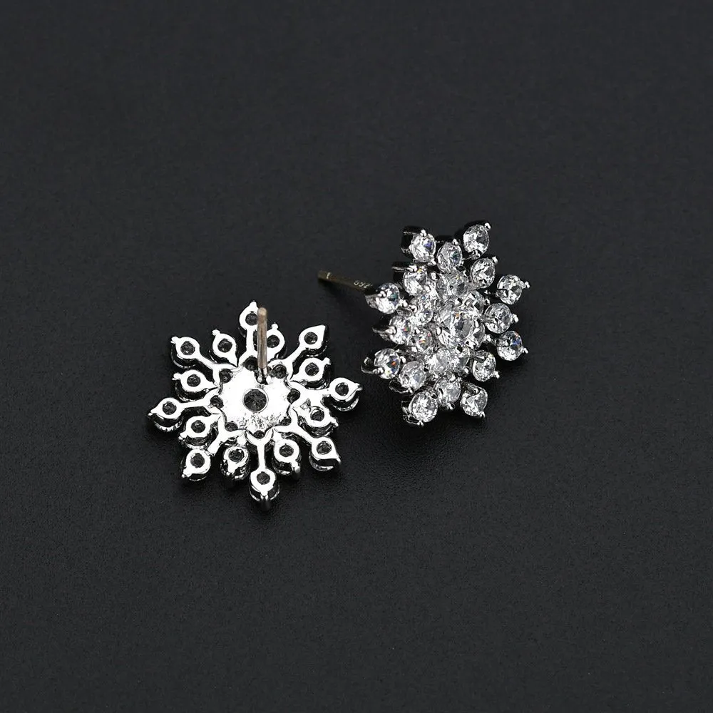 Yellow Chimes Elegant Sparkling Rhinestone Crystal Snowflake Stud Earring for Women and Girls