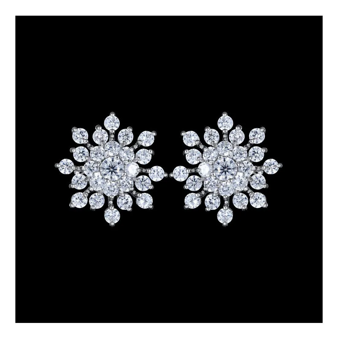 Yellow Chimes Elegant Sparkling Rhinestone Crystal Snowflake Stud Earring for Women and Girls