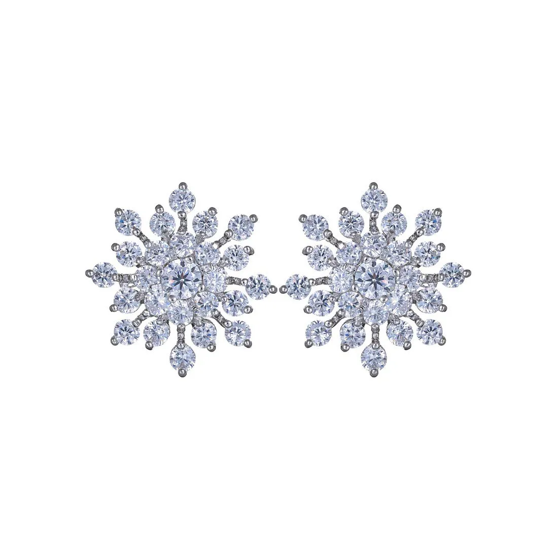 Yellow Chimes Elegant Sparkling Rhinestone Crystal Snowflake Stud Earring for Women and Girls