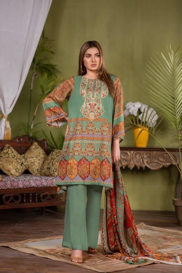 Zebaish Orient Embroidered Lawn Collection – Charming green