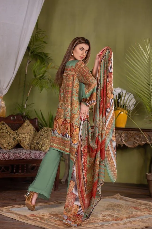 Zebaish Orient Embroidered Lawn Collection – Charming green