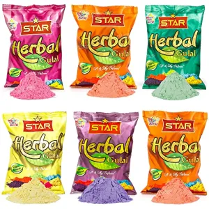 Zest 4 Toyz Herbal Gulal Colors for Festival Celebration Non-Toxic Natural Fragrance -Creativity Diwali Floor Rangoli Color Powder Rang for Navratri Pooja Mandir (Pack of 4)